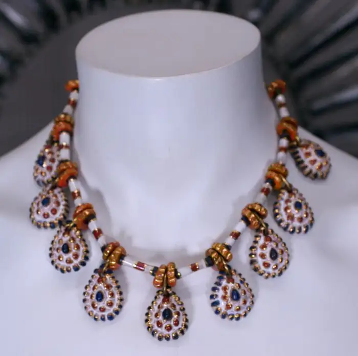 Unusual Rebajes Ceramic Pendant Necklace.