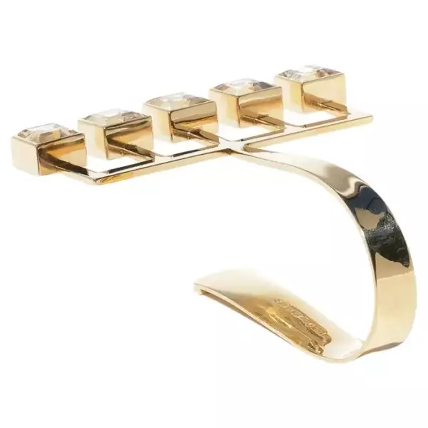 Vintage 18K Gold and Rock Crystal Vintage Cuff Bracelet Made 1969.