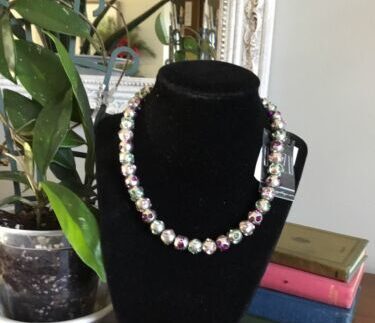 Vintage Rodrigo Otazu Crystal And Heavy Silver Tone Bead Necklace. Vintage Rodrigo Otazu Crystal And Heavy Silver Tone Bead Necklace.