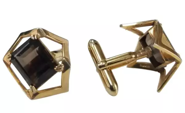 Vintage Swank Cufflinks with Smokey Quartz.