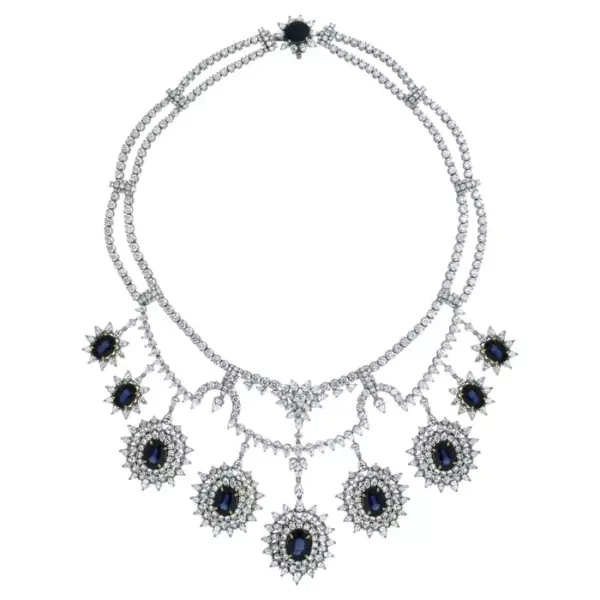 Beauvince Atlantis 60.18 Carat Sapphire & 78.93 Ct Diamond Suite in White Gold.