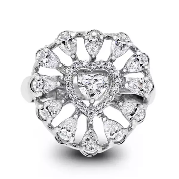 Beauvince Heart Diamond Ring (1.20 ct Diamonds) in White Gold.