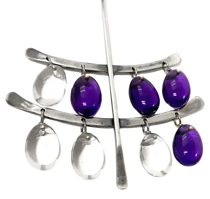 Georg Jensen Vivianna Torun Sterling Amethyst Quartz Necklace.