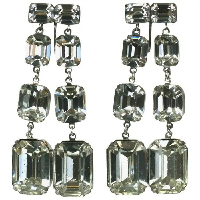 Glamorous Rhinestone Drop Earrings, Vogue.