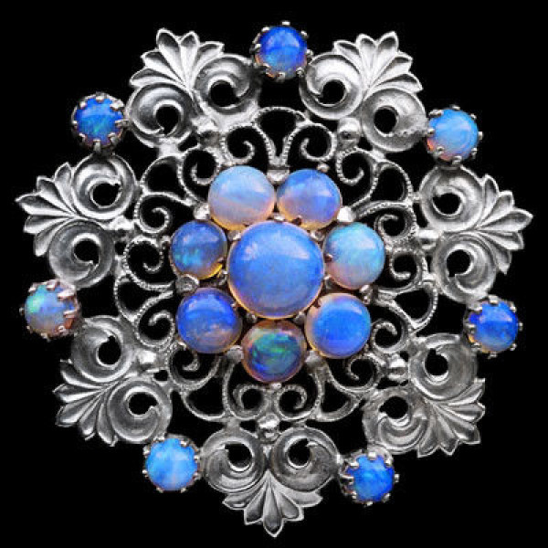 Silver moonstone brooch, Bernard Instone, circa 1930.