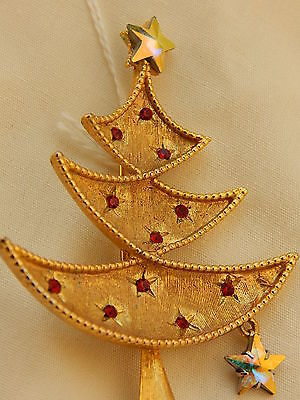 Vintage Tancer II Christmas Tree Pin Brooch RARE Signed Modernistic Design.
