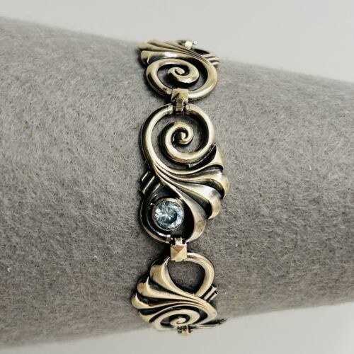 W.E. Richards Symmetalic Sterling Silver 14k Blue Stone Vintage Link Bracelet W.E. Richards Symmetalic Sterling Silver 14k Blue Stone Vintage Link Bracelet