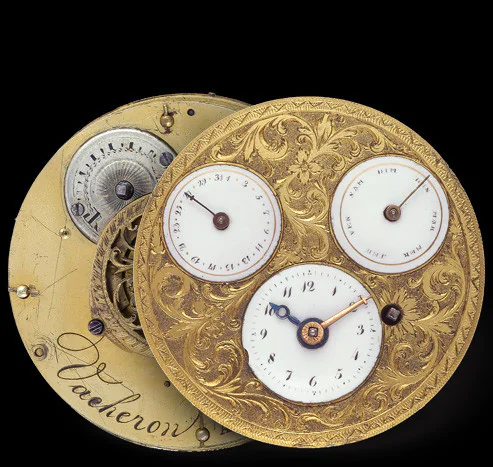 Wall clock with calendar, 1790.